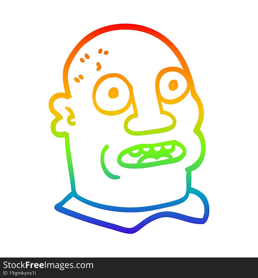 Rainbow Gradient Line Drawing Cartoon Mans Head