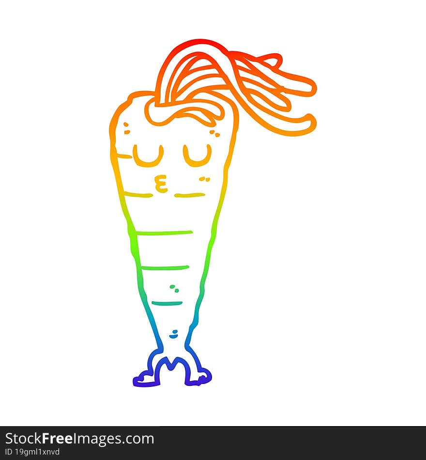 rainbow gradient line drawing cartoon carrot