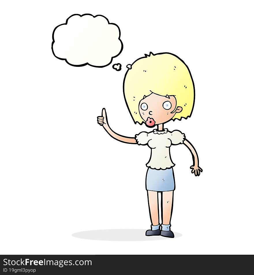 cartoon woman with idea with thought bubble