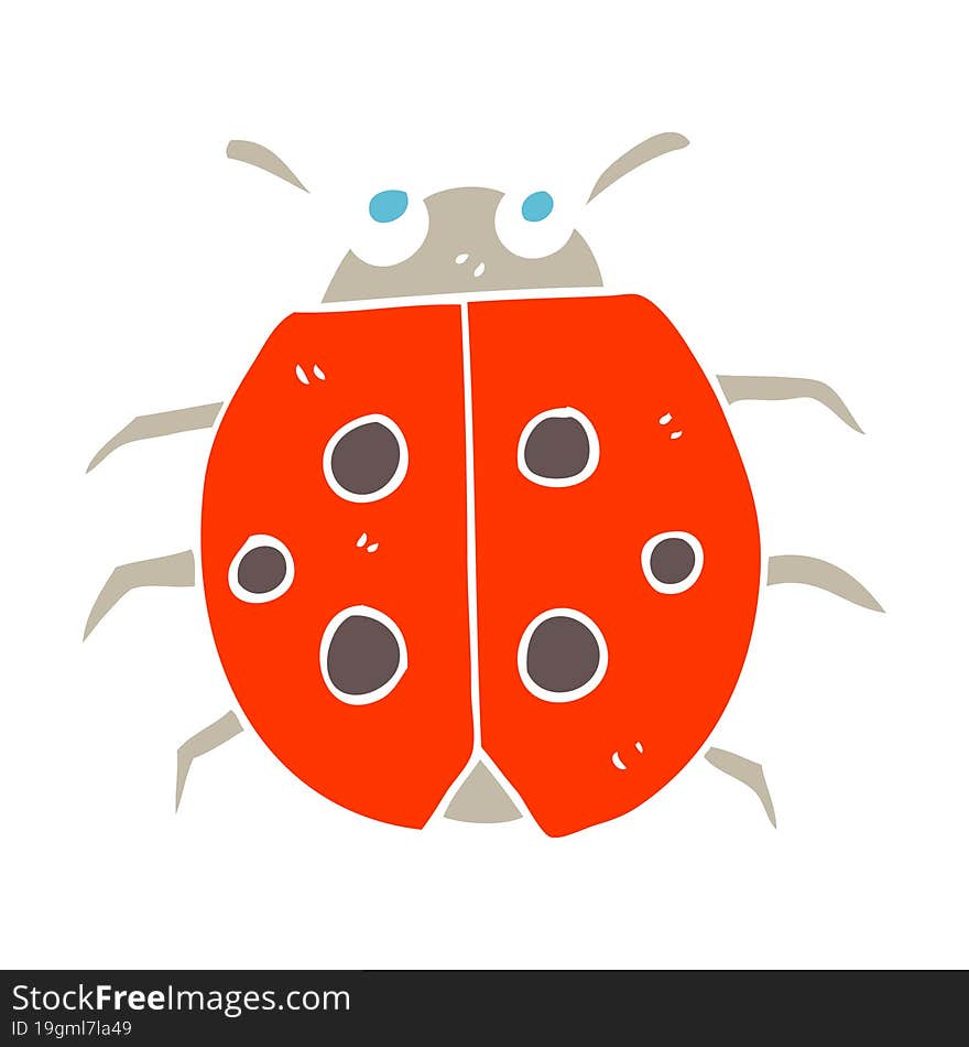 Flat Color Illustration Of A Cartoon Ladybug