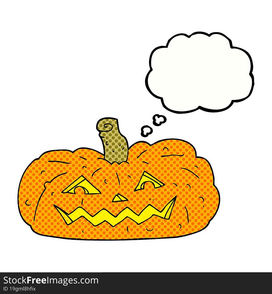 Thought Bubble Cartoon Halloween Pumpkin