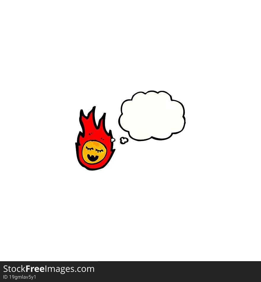 Cartoon Fireball With Thought Bubble