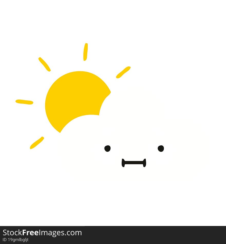 flat color retro cartoon of a sunshine and cloud