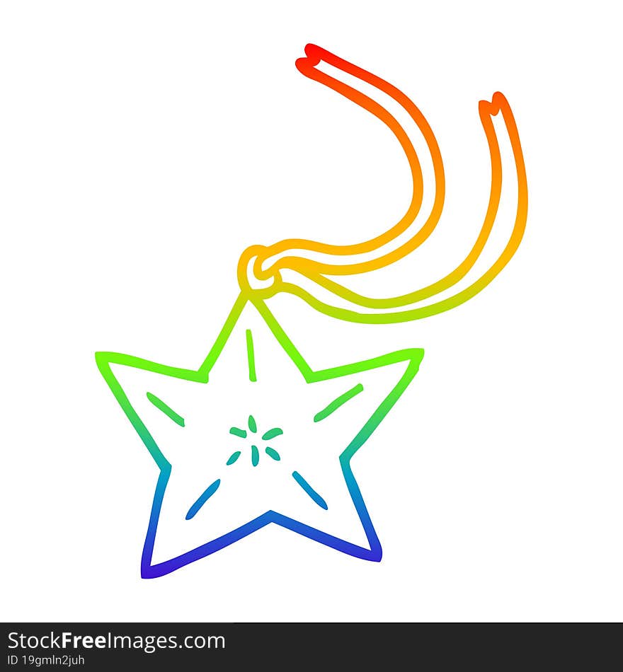 rainbow gradient line drawing cartoon star necklace