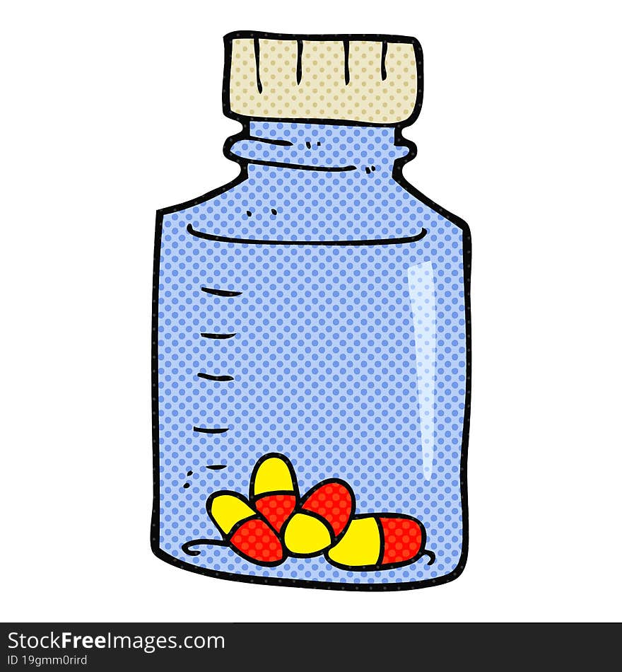 freehand drawn cartoon jar of pills