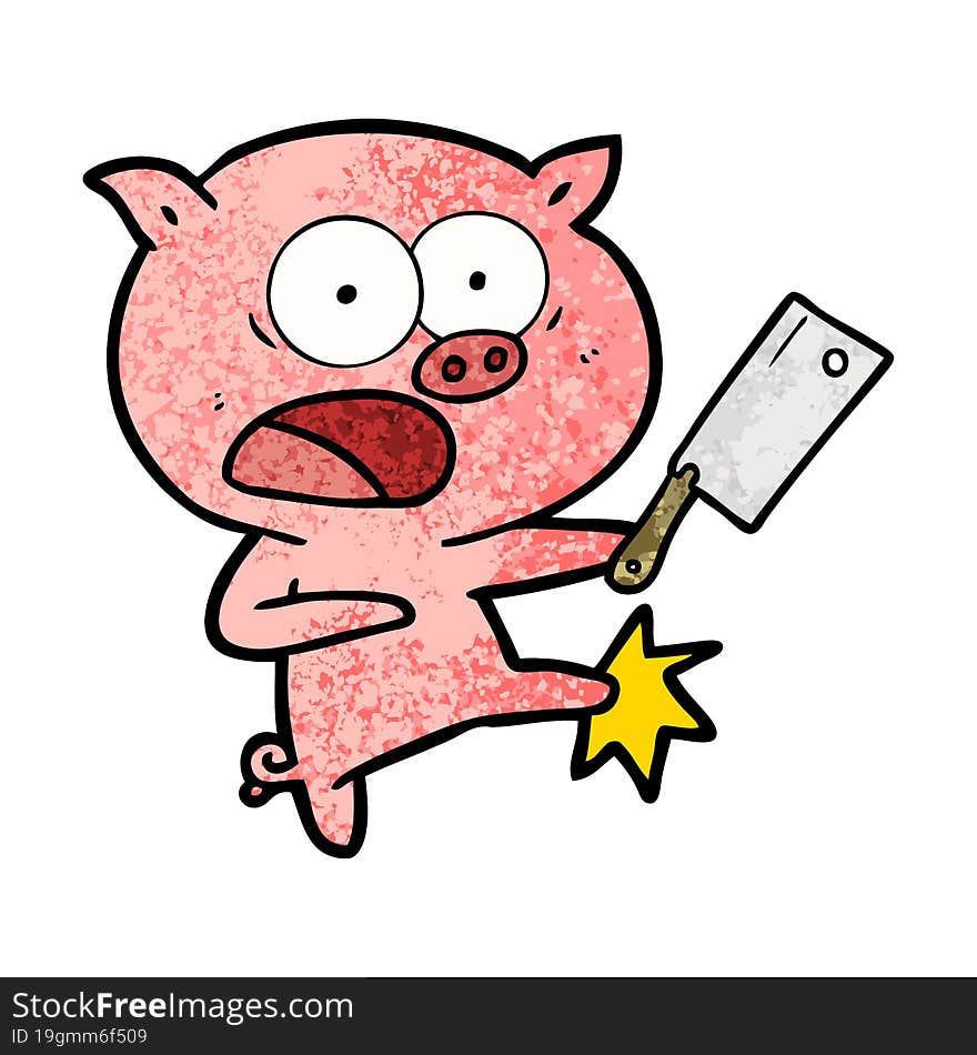 cartoon pig shouting and kicking. cartoon pig shouting and kicking