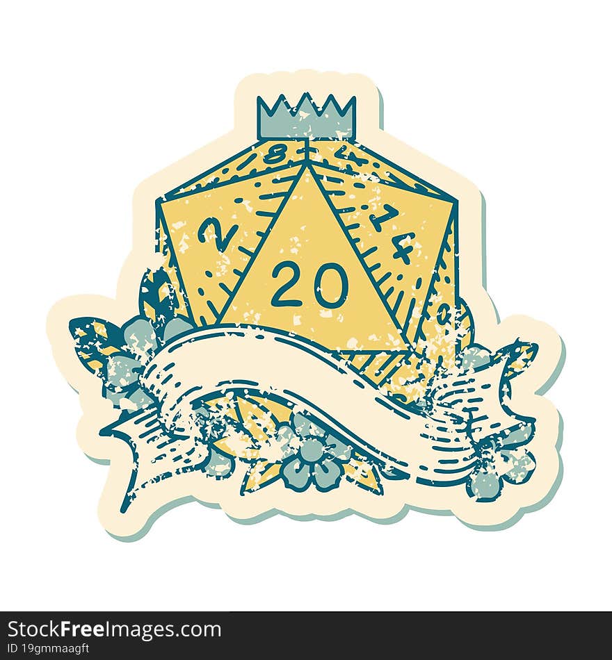 natural twenty D20 dice roll illustration