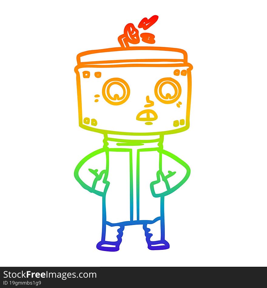 rainbow gradient line drawing cartoon robot