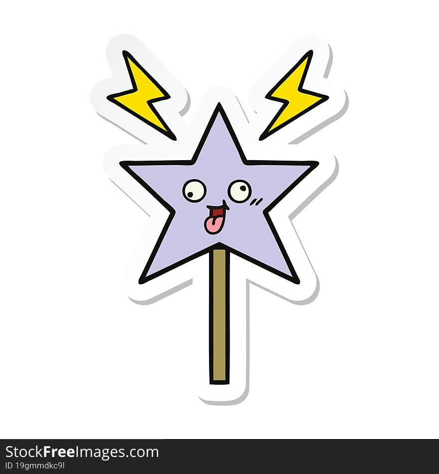 Sticker Of A Cute Cartoon Magic Wand