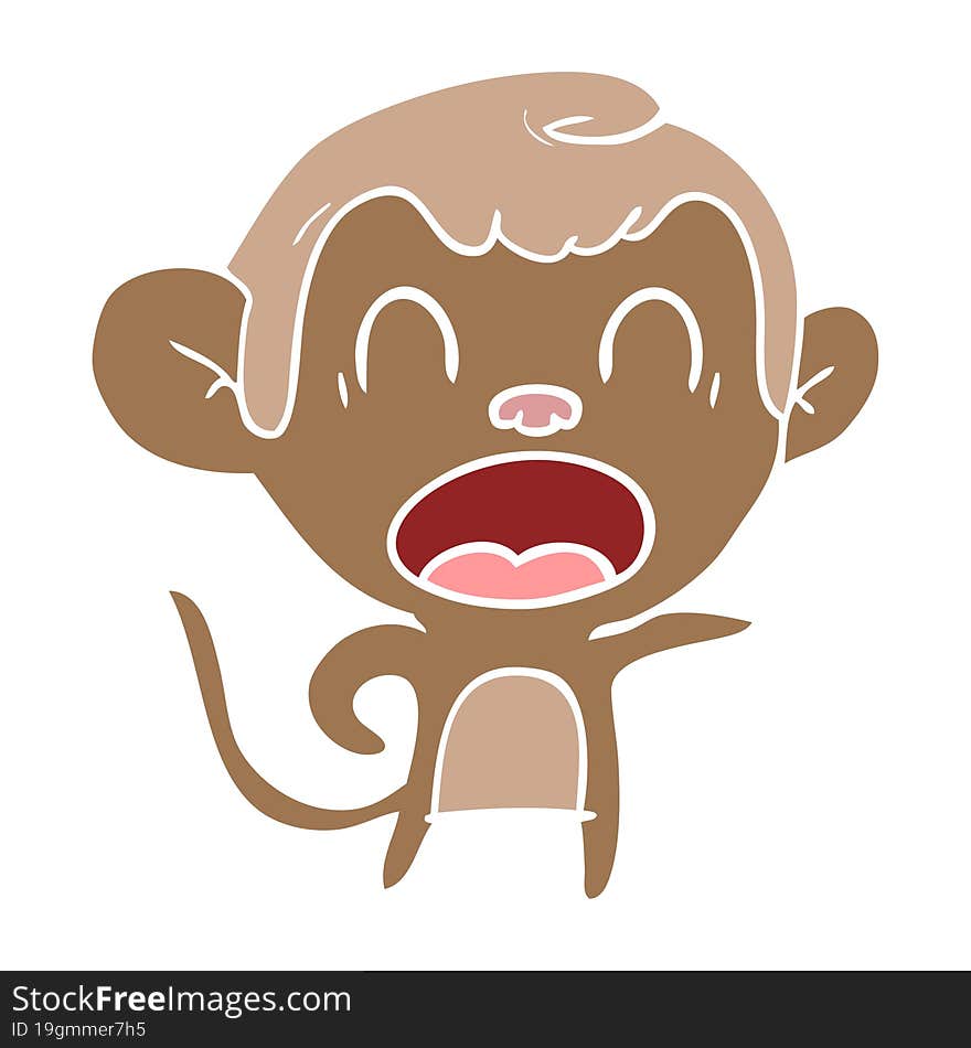 shouting flat color style cartoon monkey