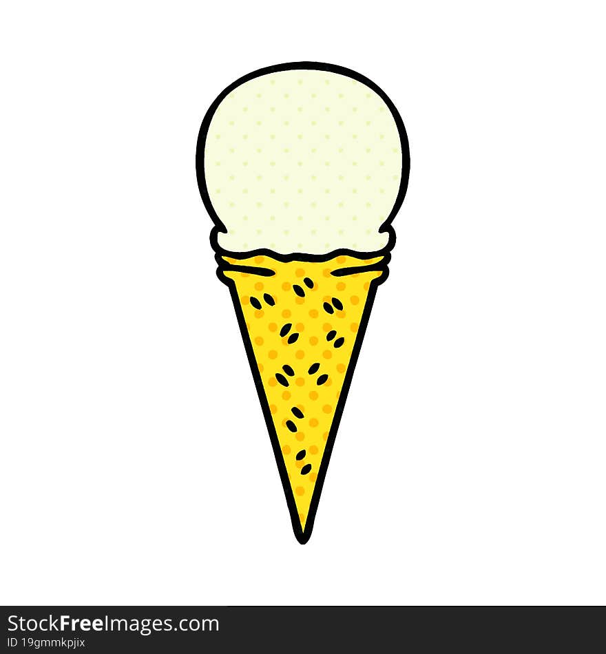 quirky comic book style cartoon vanilla ice cream cone