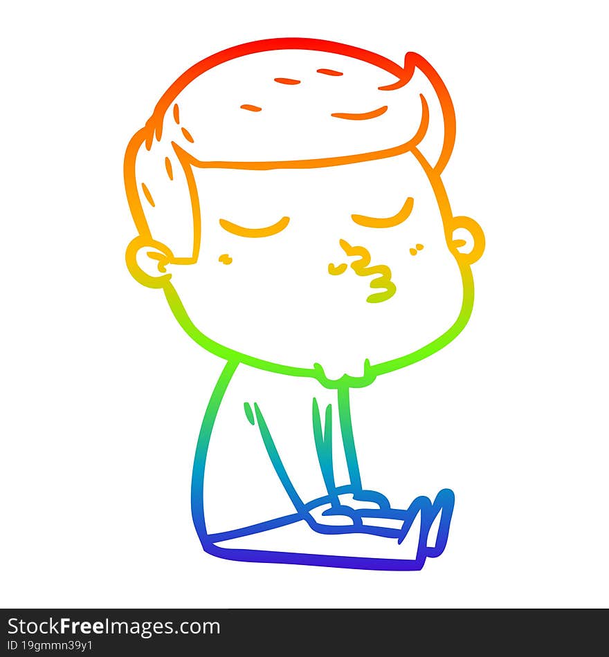 rainbow gradient line drawing of a cartoon model guy pouting