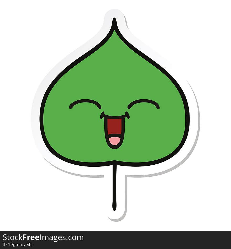 Sticker Of A Cute Cartoon Expressional Leaf