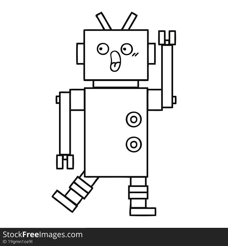 line drawing cartoon of a robot. line drawing cartoon of a robot