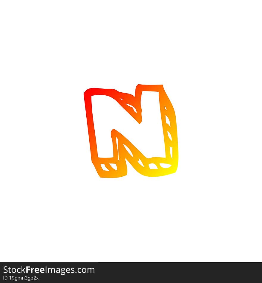 Warm Gradient Line Drawing Cartoon Letter N