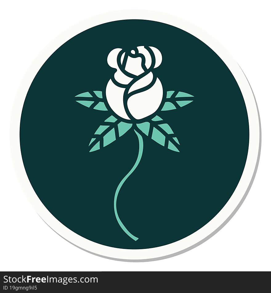 sticker of tattoo in traditional style of a flower. sticker of tattoo in traditional style of a flower