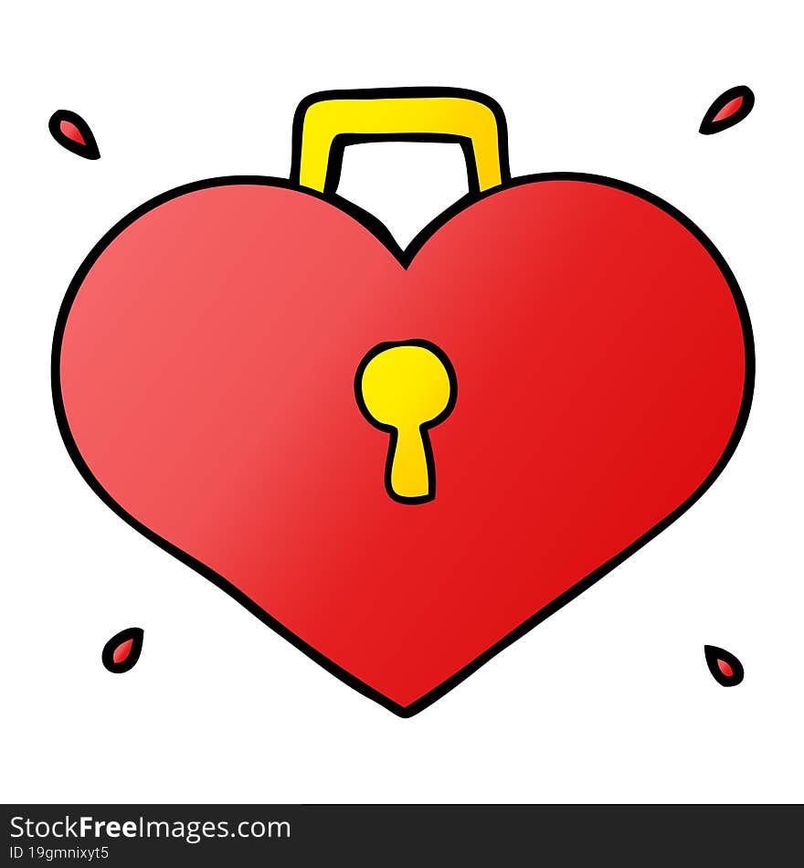 cartoon love heart with lock. cartoon love heart with lock