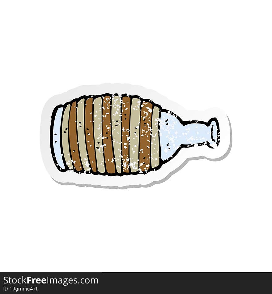 retro distressed sticker of a cartoon spilled bottle