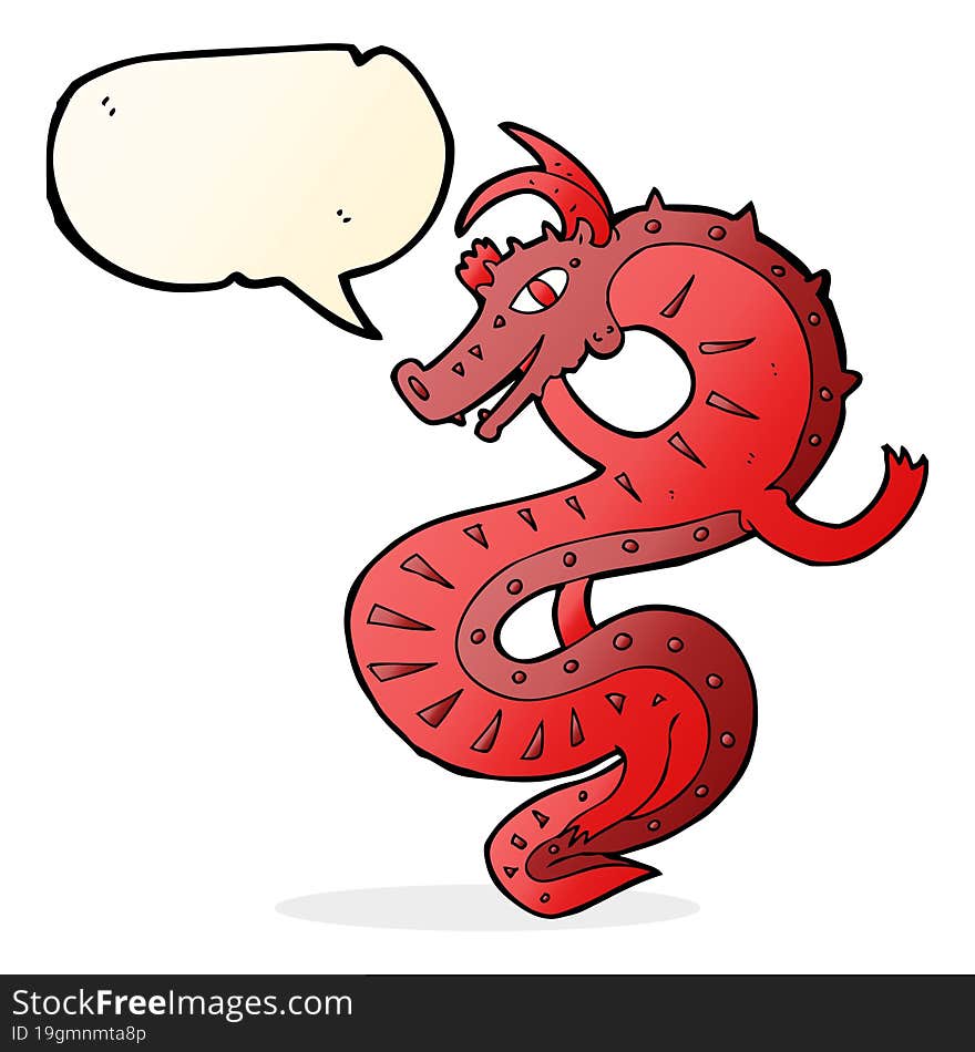 saxon dragon cartoon with speech bubble