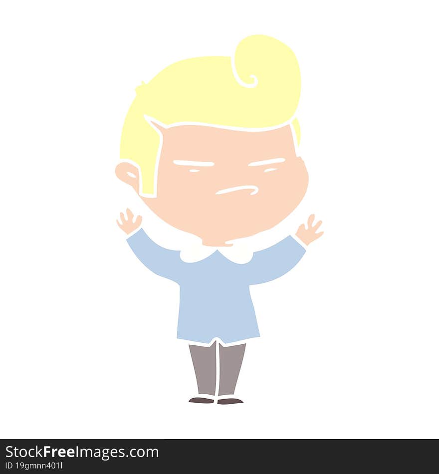 flat color style cartoon cool guy with fashion hair cut