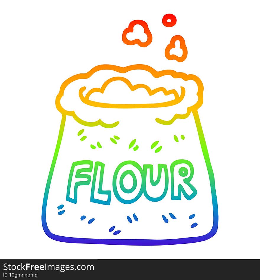 rainbow gradient line drawing cartoon bag of flour