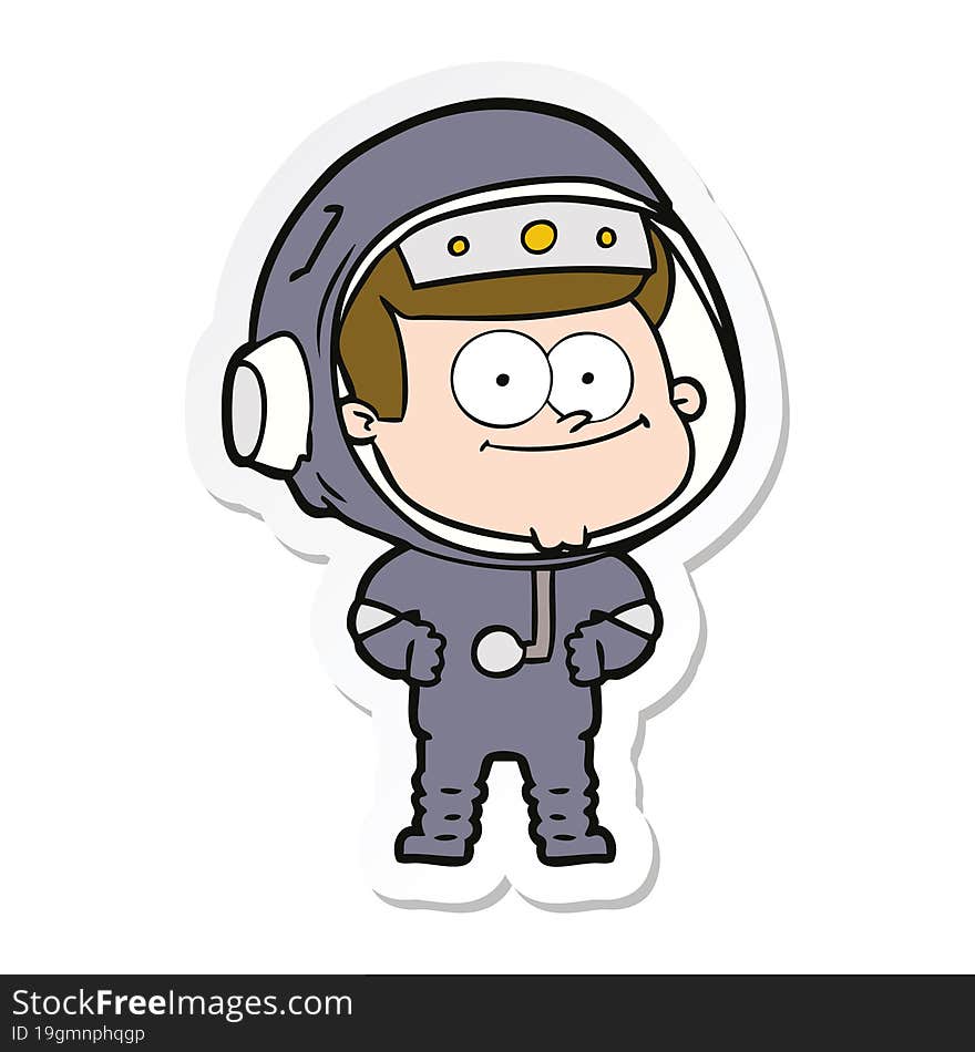 sticker of a happy astronaut cartoon