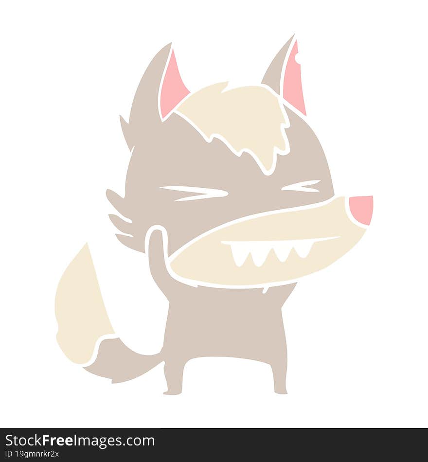 angry wolf flat color style cartoon