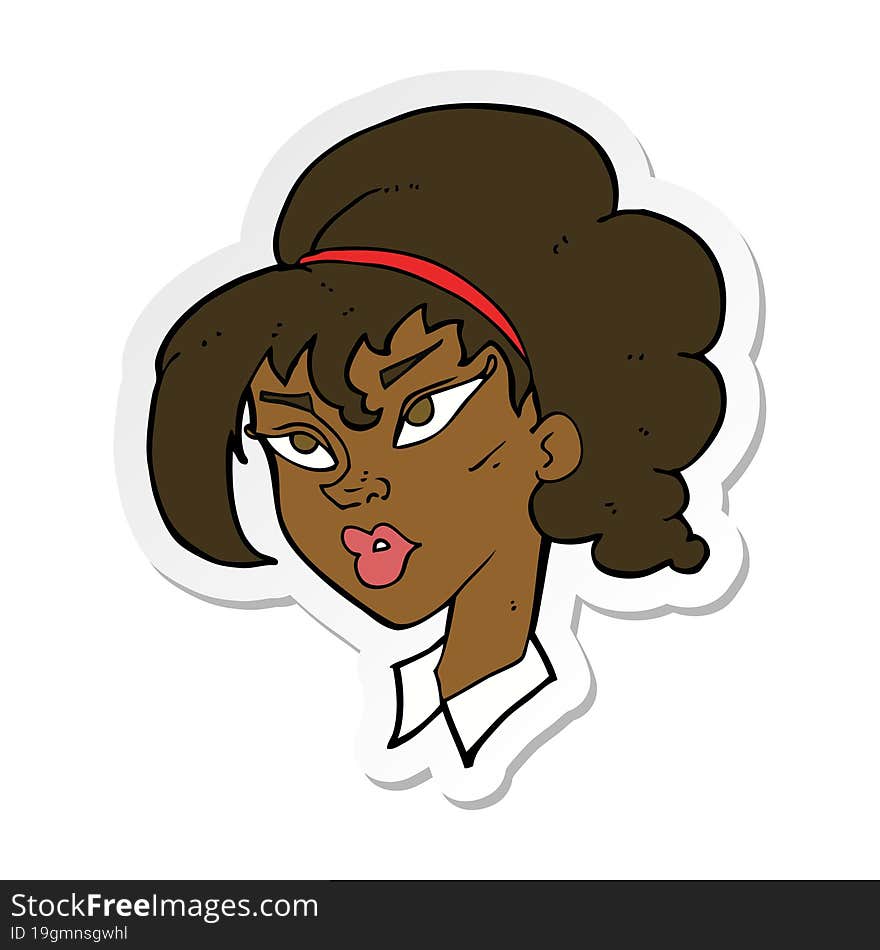 sticker of a cartoon pretty woman