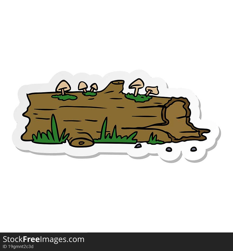 Sticker Cartoon Doodle Of A Tree Log