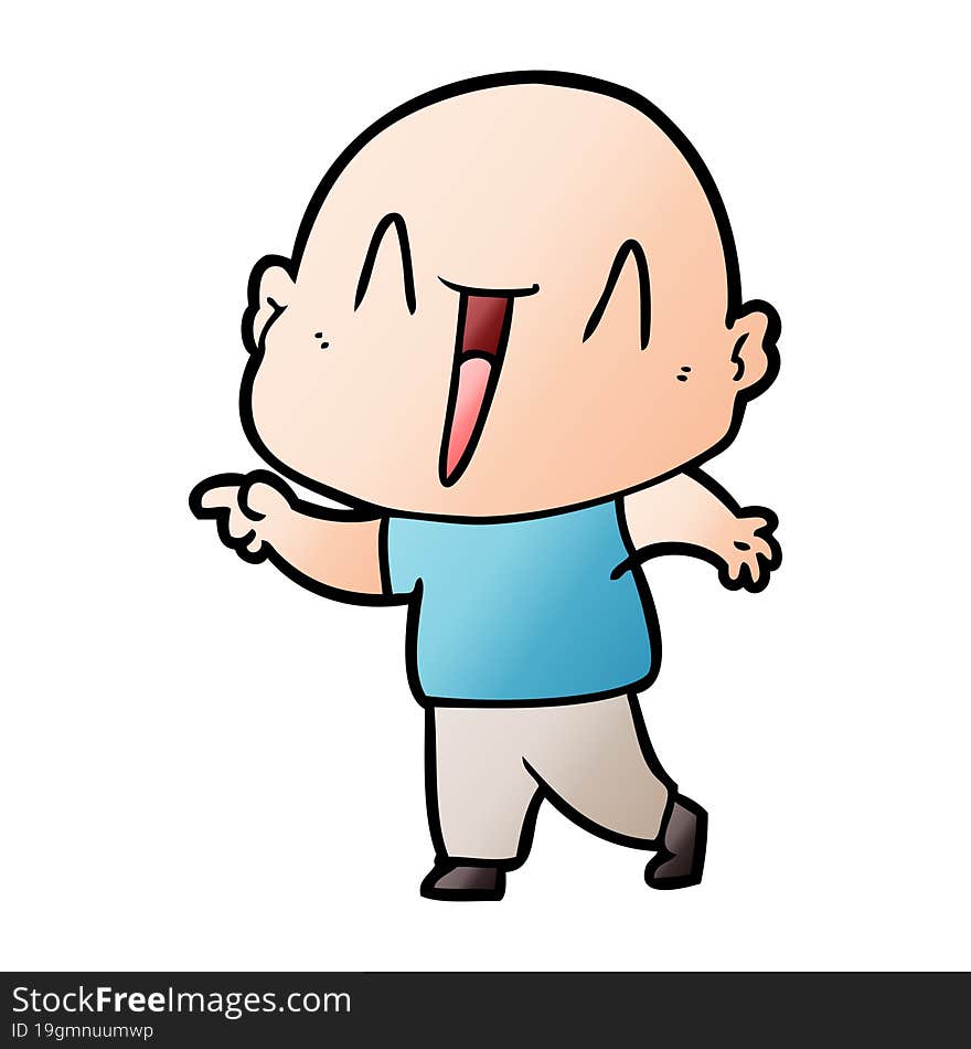 happy cartoon bald man. happy cartoon bald man