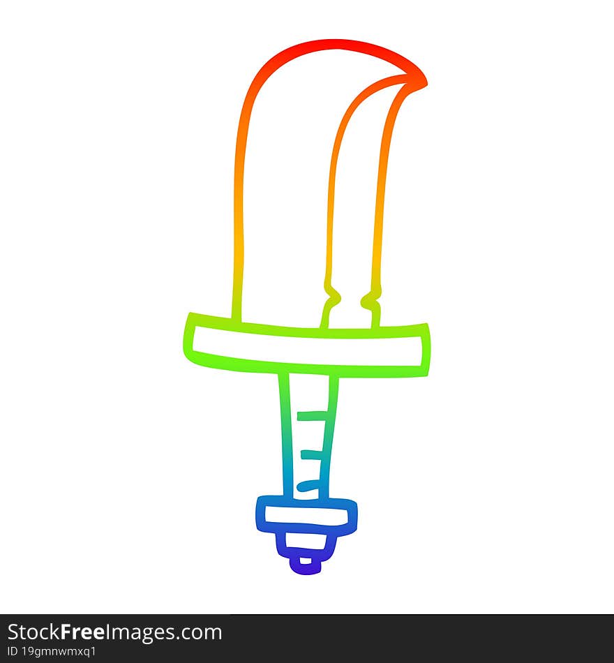 rainbow gradient line drawing cartoon golden sword