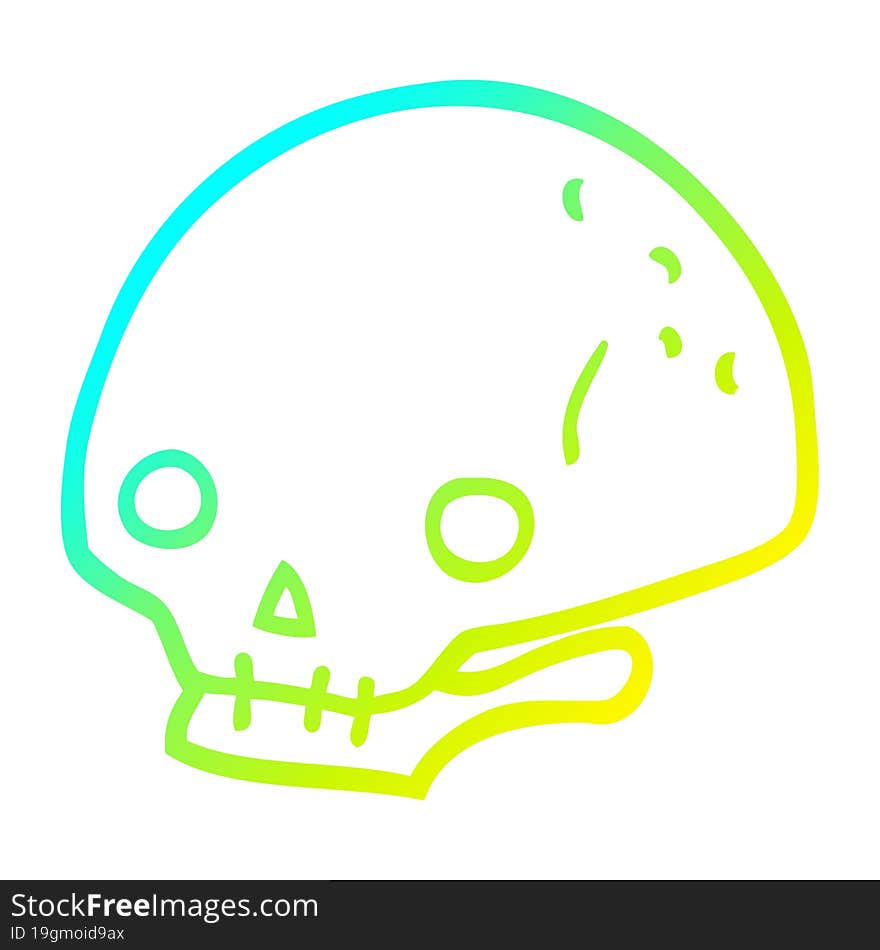 cold gradient line drawing cartoon spooky skull