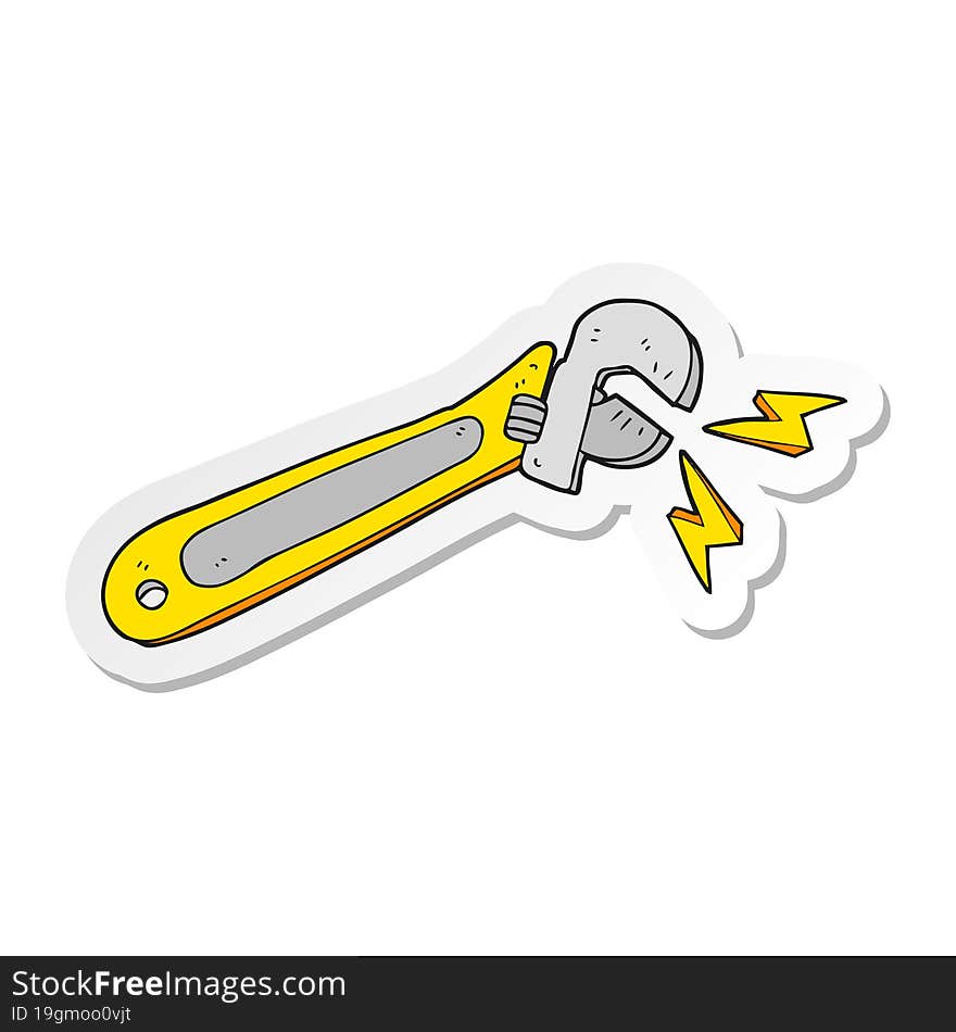 Sticker Of A Cartoon Adjustable Spanner