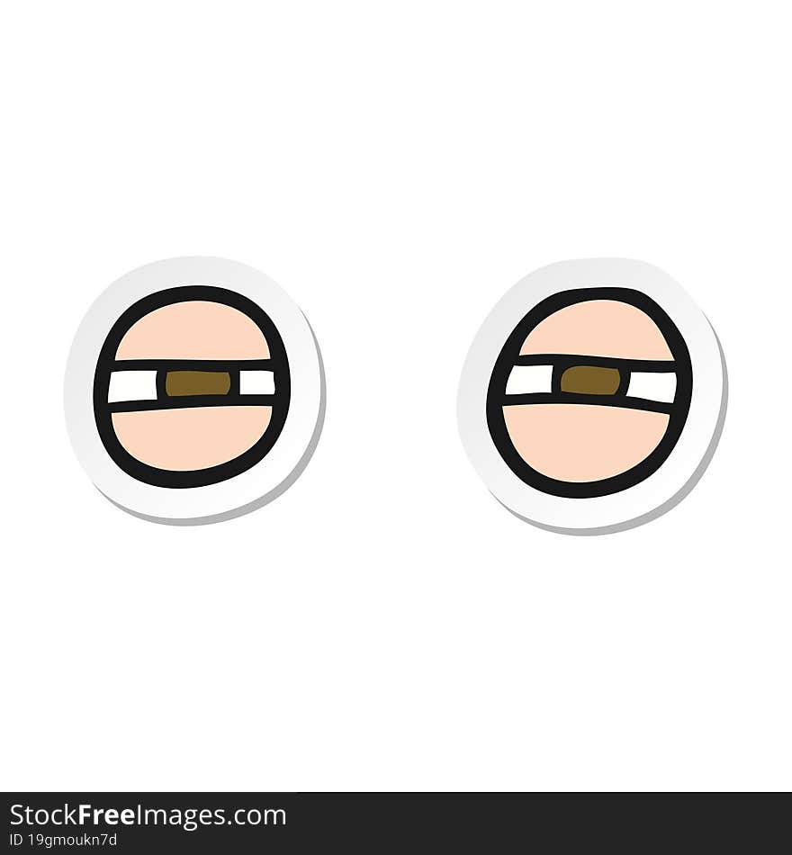 Sticker Of A Cartoon Suspicious Eyes