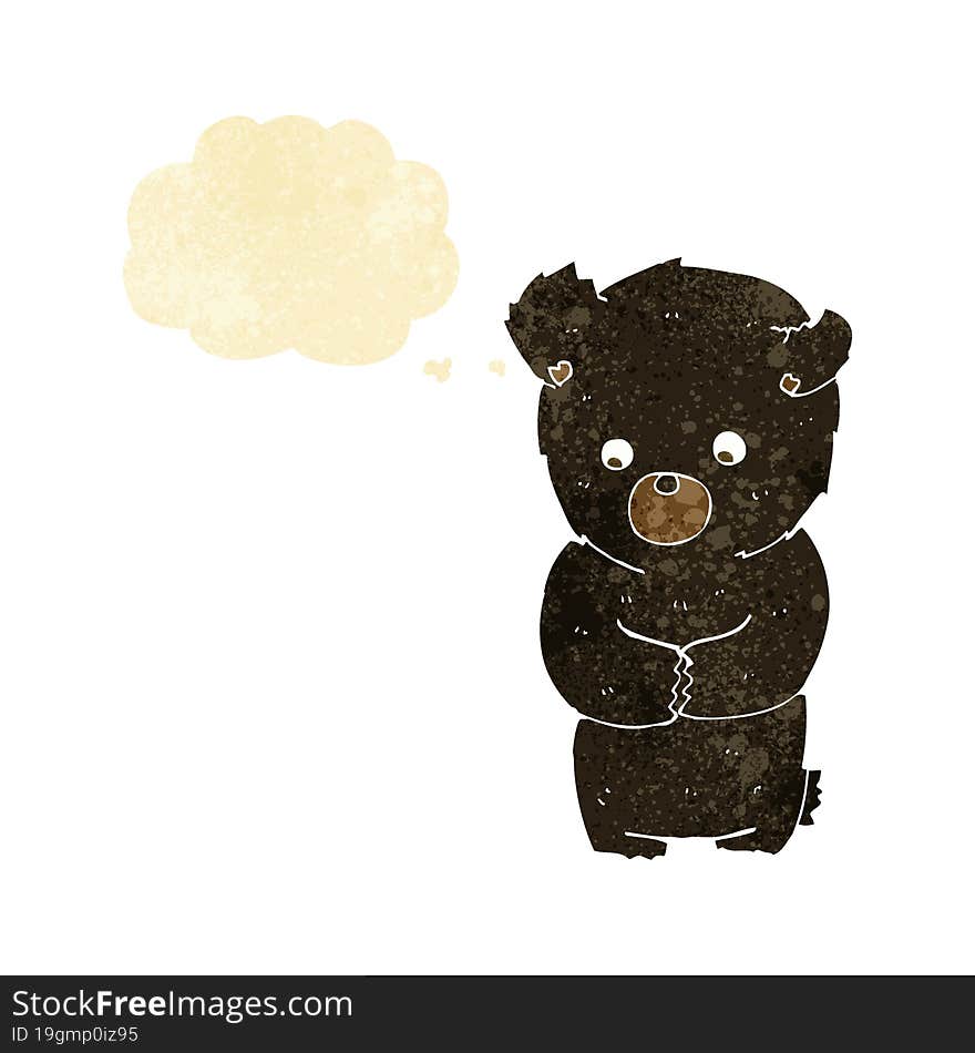 Cute Cartoon Black Bear With Thought Bubble