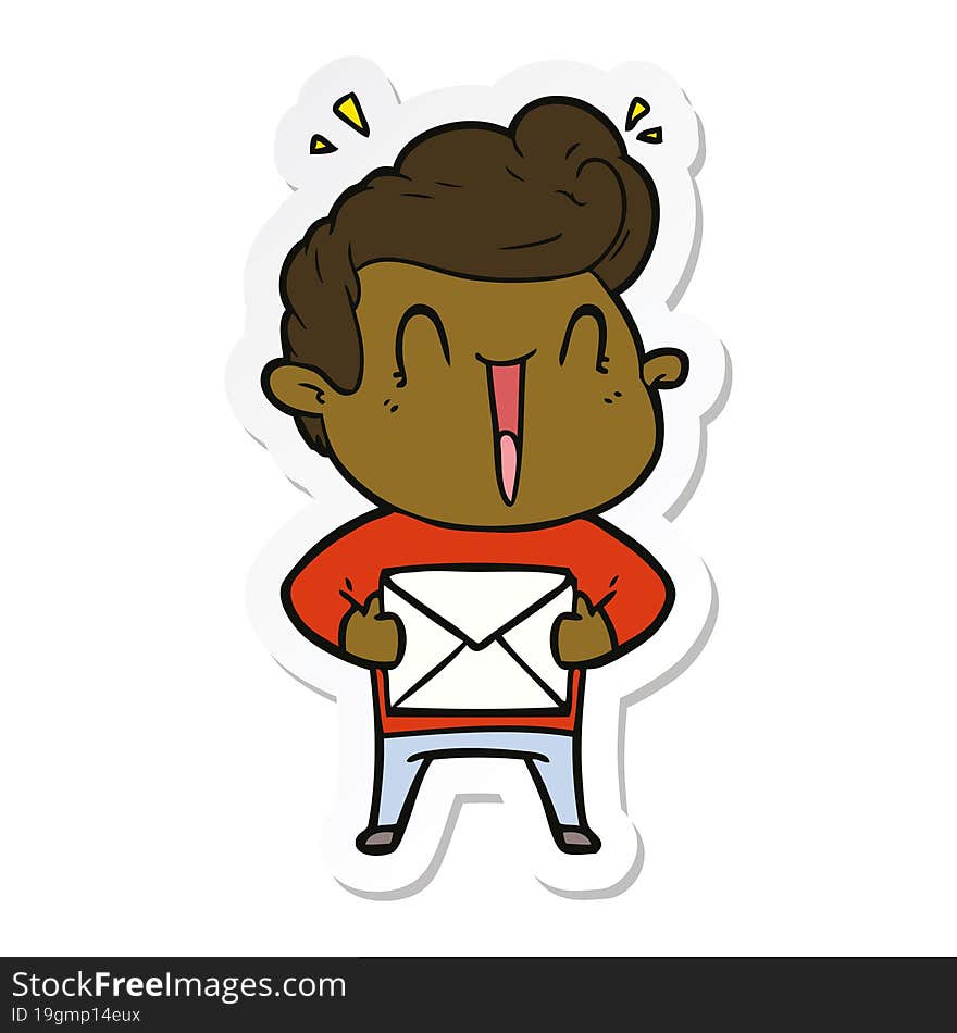 sticker of a cartoon excited man