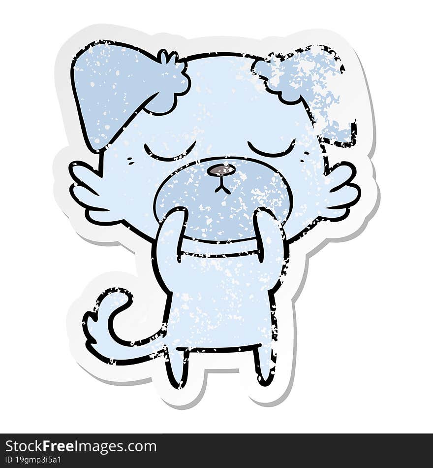 distressed sticker of a cute cartoon dog