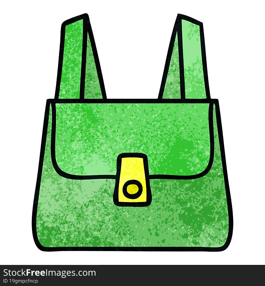 retro grunge texture cartoon of a green bag
