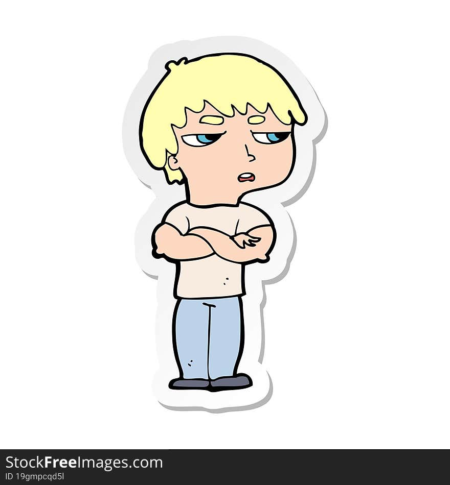 sticker of a cartoon annoyed boy