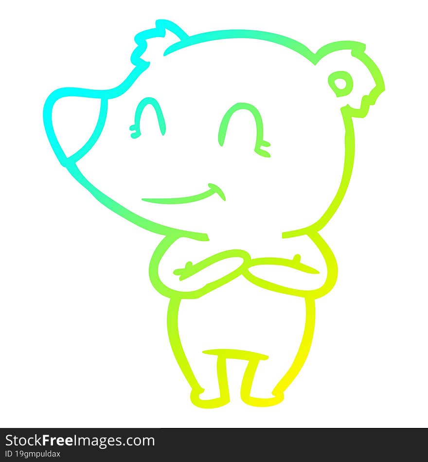 Cold Gradient Line Drawing Friendly Bear Cartoon