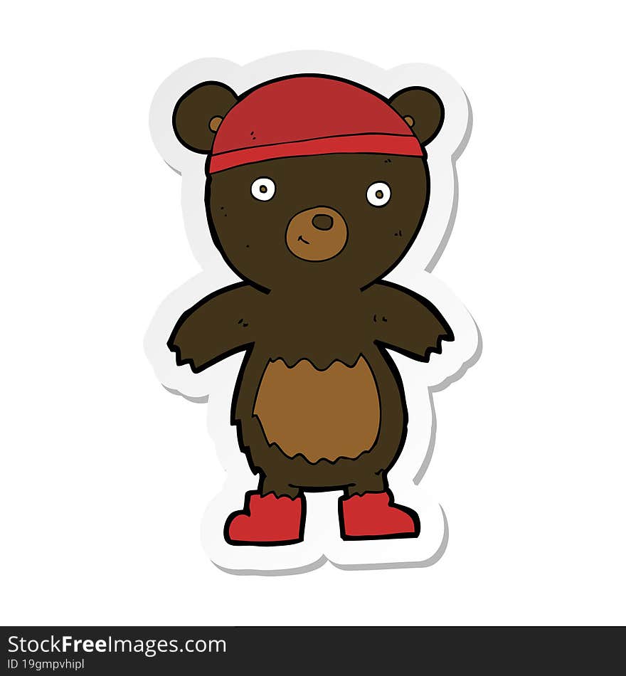 Sticker Of A Cartoon Cute Black Bear