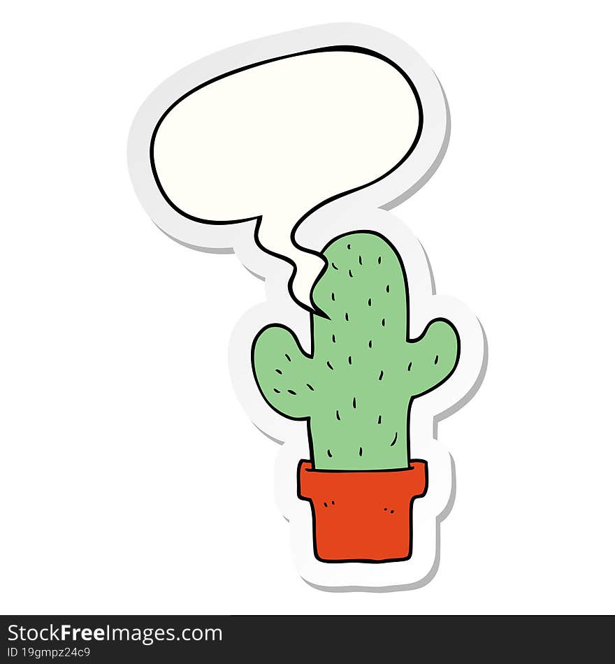 cartoon cactus and speech bubble sticker