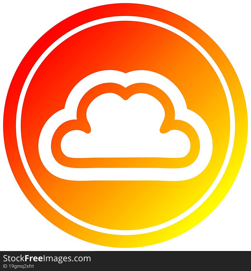 simple cloud circular icon with warm gradient finish. simple cloud circular icon with warm gradient finish