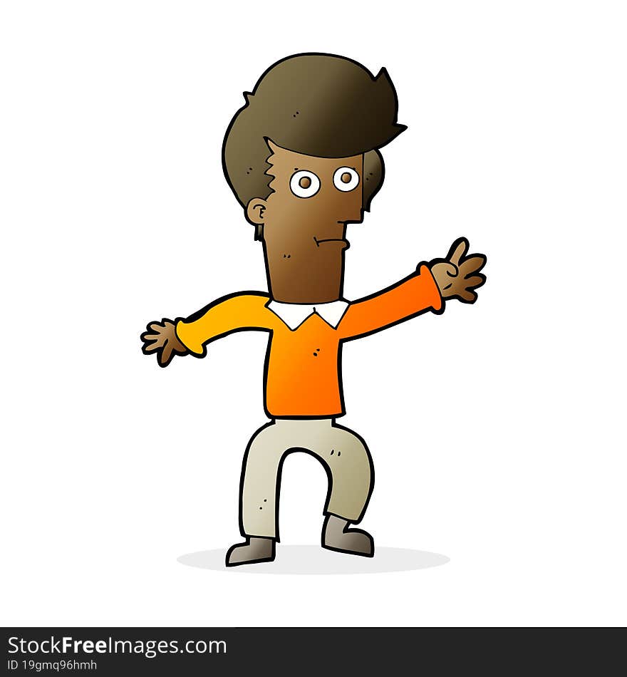 cartoon man waving