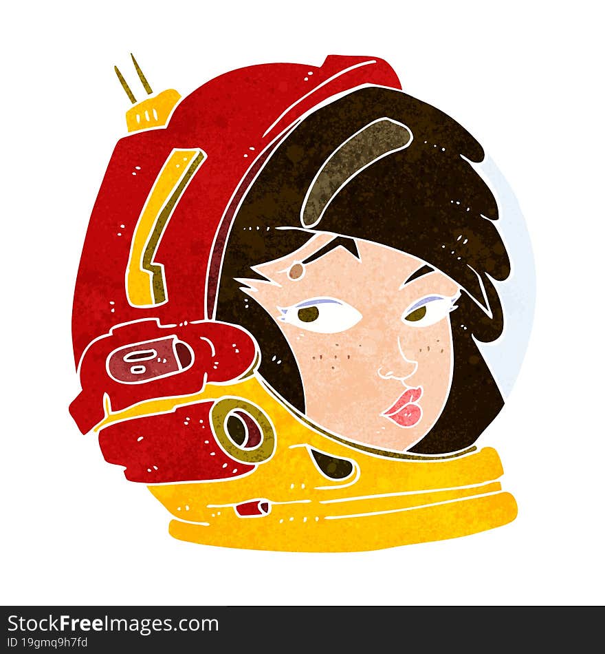 cartoon female astronaut