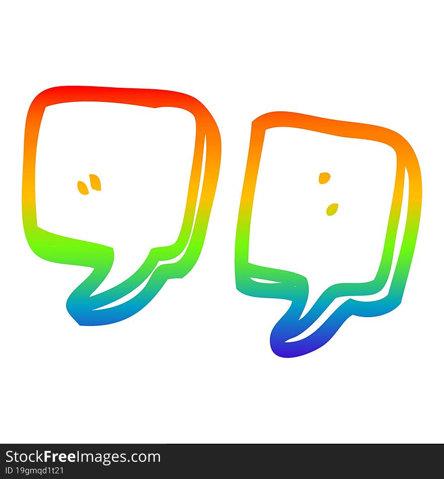 Rainbow Gradient Line Drawing Cartoon Quotation Marks