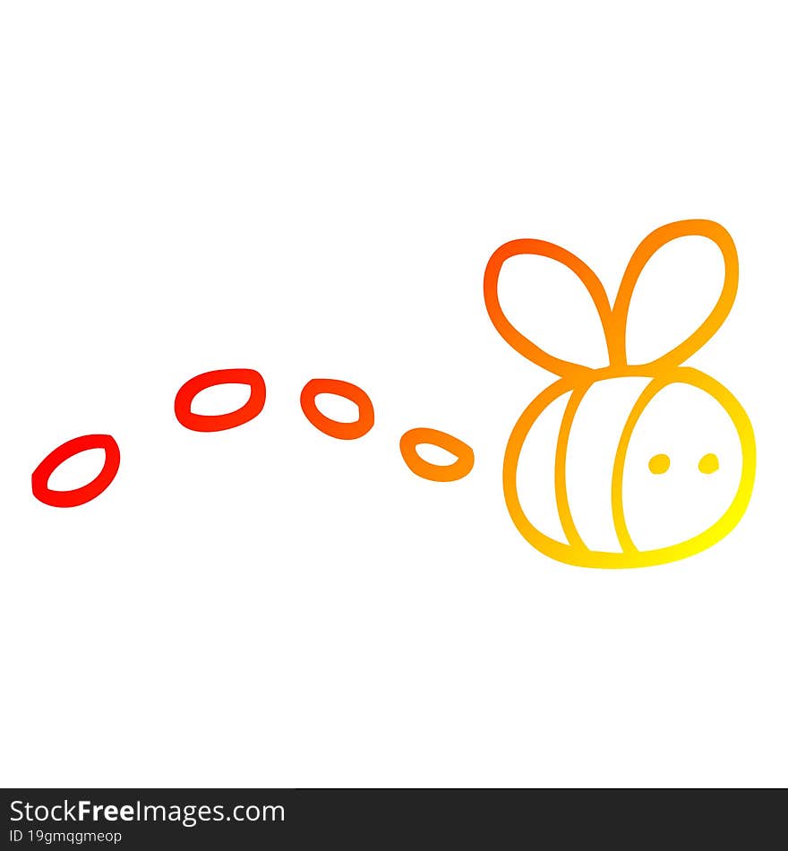 warm gradient line drawing of a cartoon buzzing bee