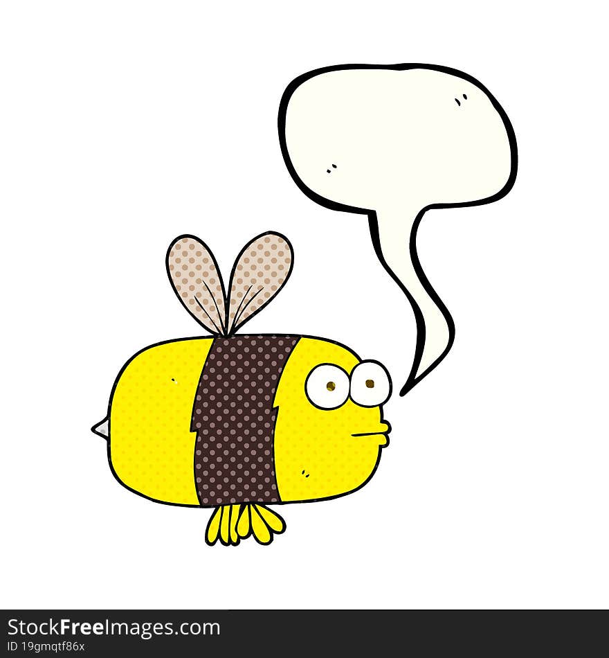 freehand drawn comic book speech bubble cartoon bee