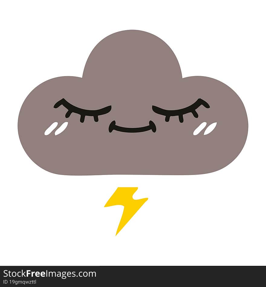 Flat Color Retro Cartoon Storm Cloud