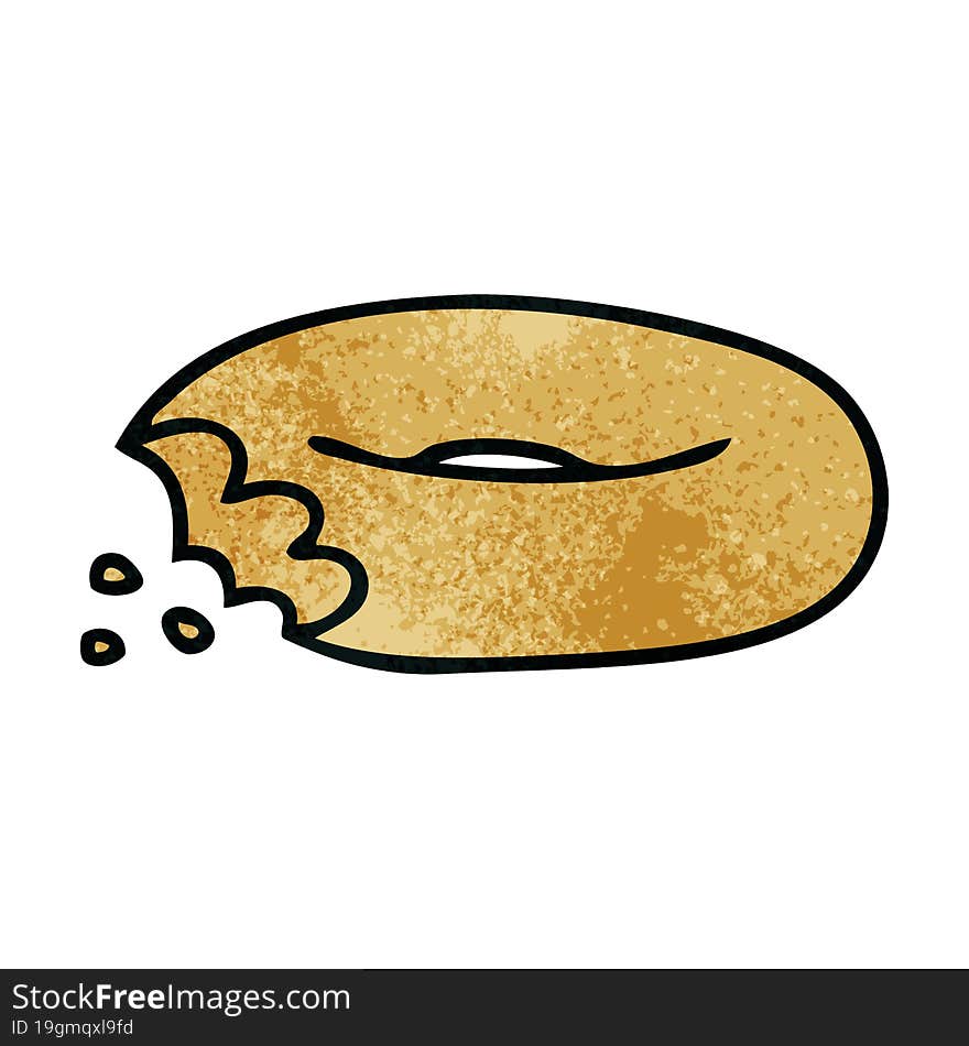 Quirky Hand Drawn Cartoon Bitten Bagel